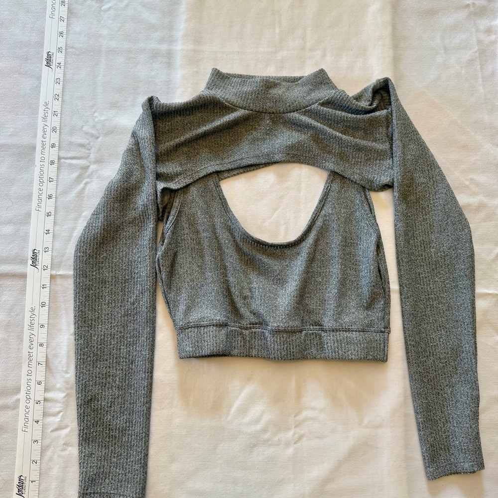 Poof Couture Charcoal Cutout Crop Top